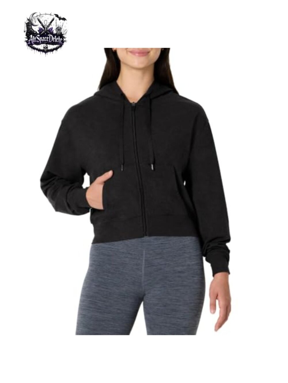 Women's Cropped Full Zip Workout Hoodie Athletic Soft Performance